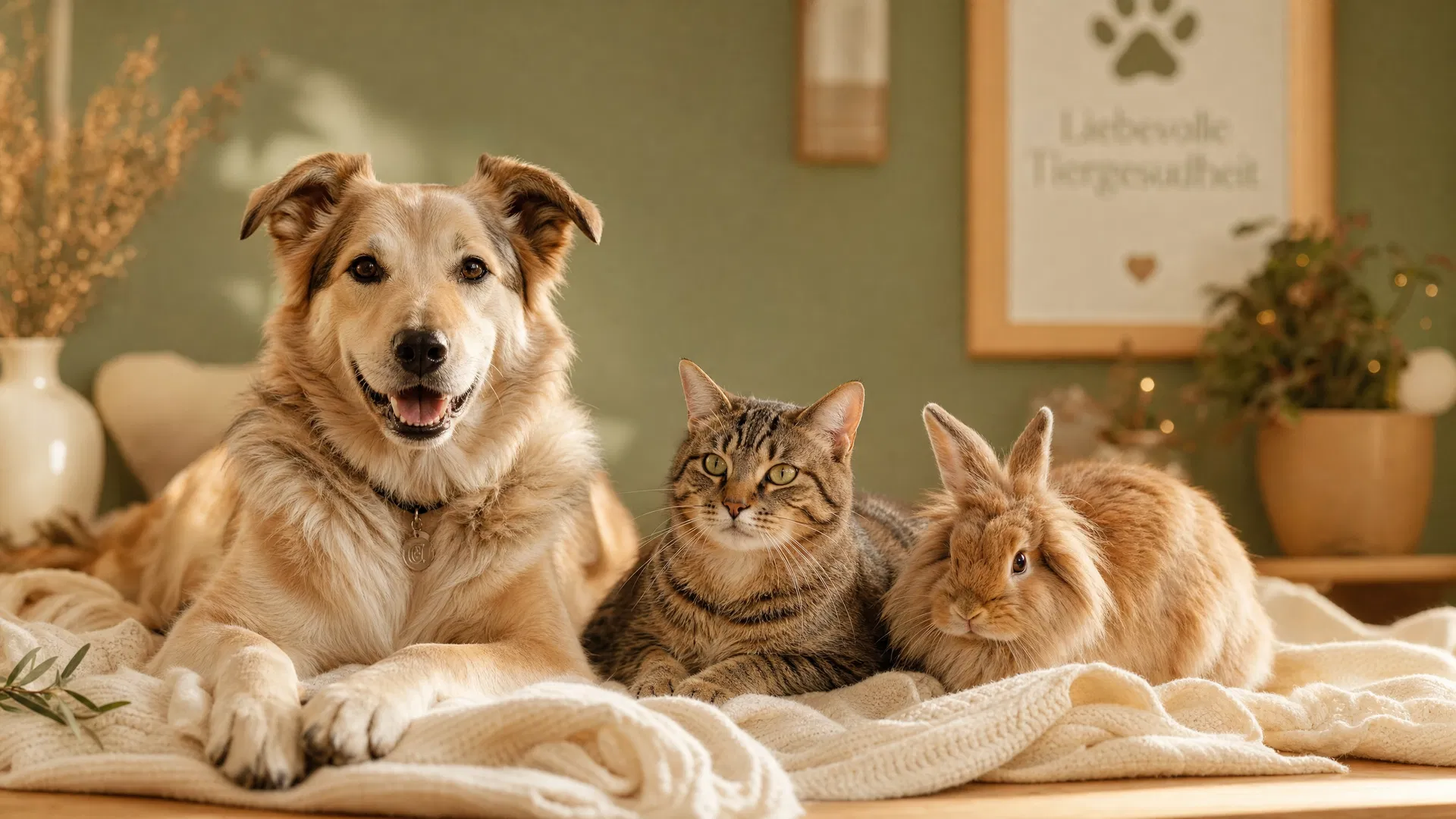 Hund, Katze und Kaninchen gemeinsam – liebevolle Betreuung für verschiedene Kleintiere